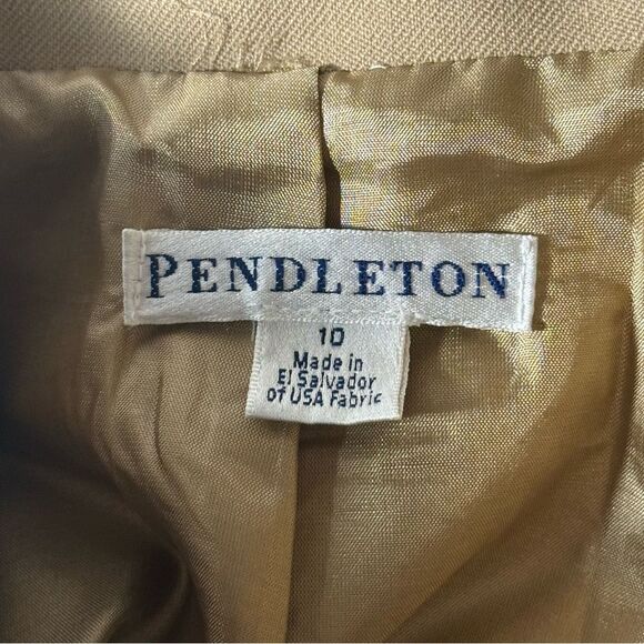 Pendleton vintage virgin wool Classic Tan lined pant suit size 10 notch collar - Picture 10 of 10